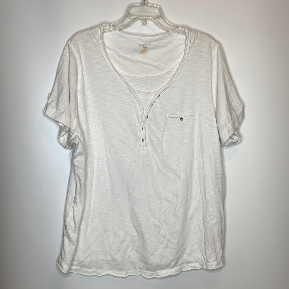 Northcrest Duets Top White 2X PLUS SIZE